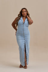 CLÉA | ROBE LONGUE EN DENIM STRUCTURÉ
