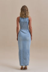 CLÉA | ROBE LONGUE EN DENIM STRUCTURÉ