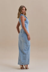 CLÉA | ROBE LONGUE EN DENIM STRUCTURÉ