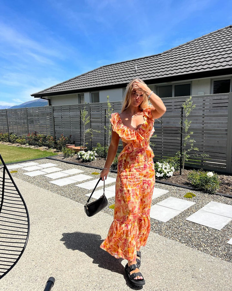 JULIE | ROBE MAXI À VOLANTS