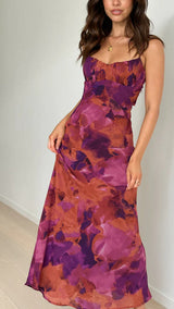 LÉONIE | ROBE ÉLANCÉE À IMPRIMÉ FLORAL MODERNE