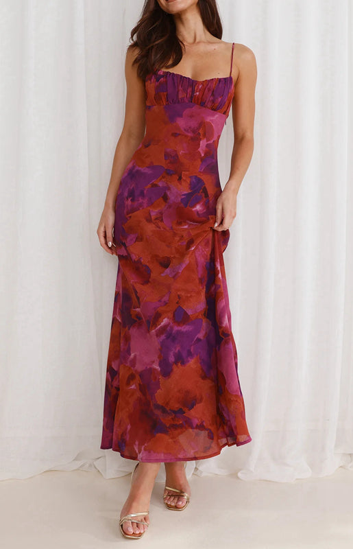 LÉONIE | ROBE ÉLANCÉE À IMPRIMÉ FLORAL MODERNE