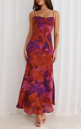 LÉONIE | ROBE ÉLANCÉE À IMPRIMÉ FLORAL MODERNE