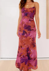 LÉONIE | ROBE ÉLANCÉE À IMPRIMÉ FLORAL MODERNE