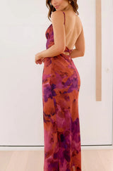 LÉONIE | ROBE ÉLANCÉE À IMPRIMÉ FLORAL MODERNE