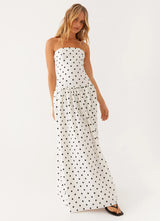 DANAÉ | ROBE MAXI À MOTIFS POLKA