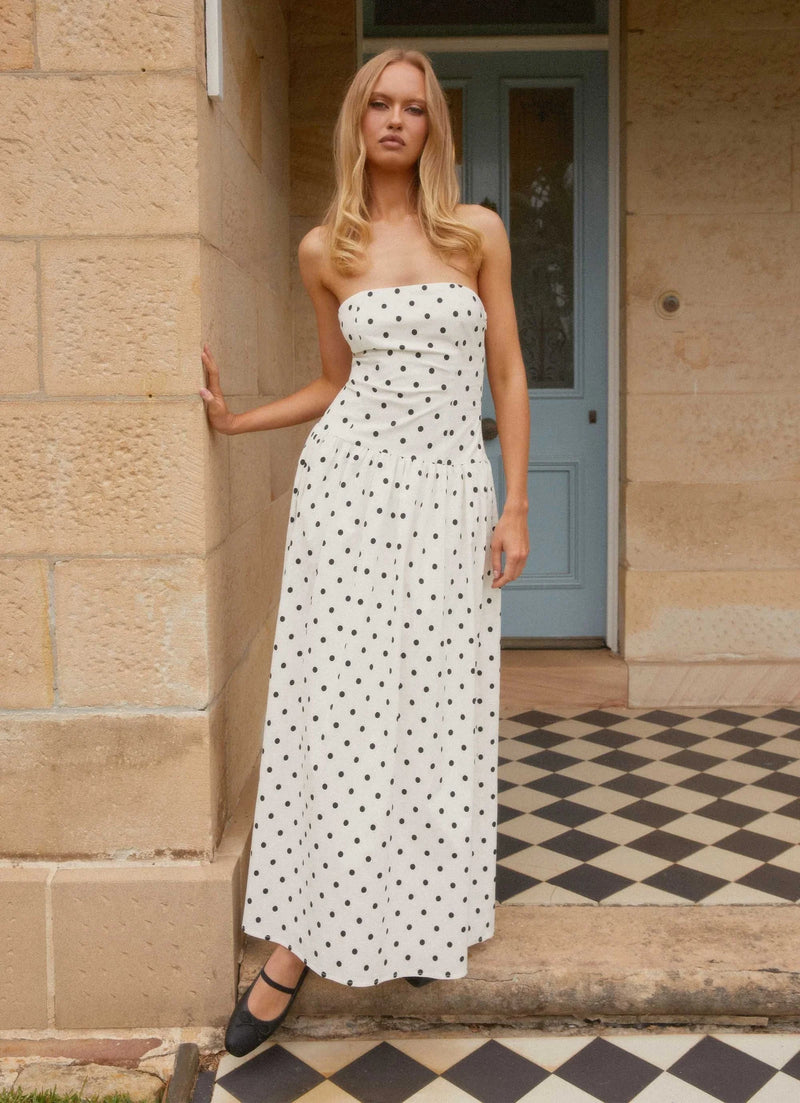 DANAÉ | ROBE MAXI À MOTIFS POLKA