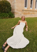 DANAÉ | ROBE MAXI À MOTIFS POLKA