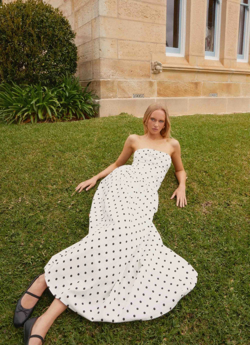 DANAÉ | ROBE MAXI À MOTIFS POLKA