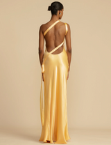 SYLVIA | ROBE LONGUE ASYMÉTRIQUE EN SATIN DOS NU