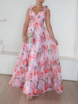 ALYSSA | ROBE LONGUE FLORALE À VOLANTS