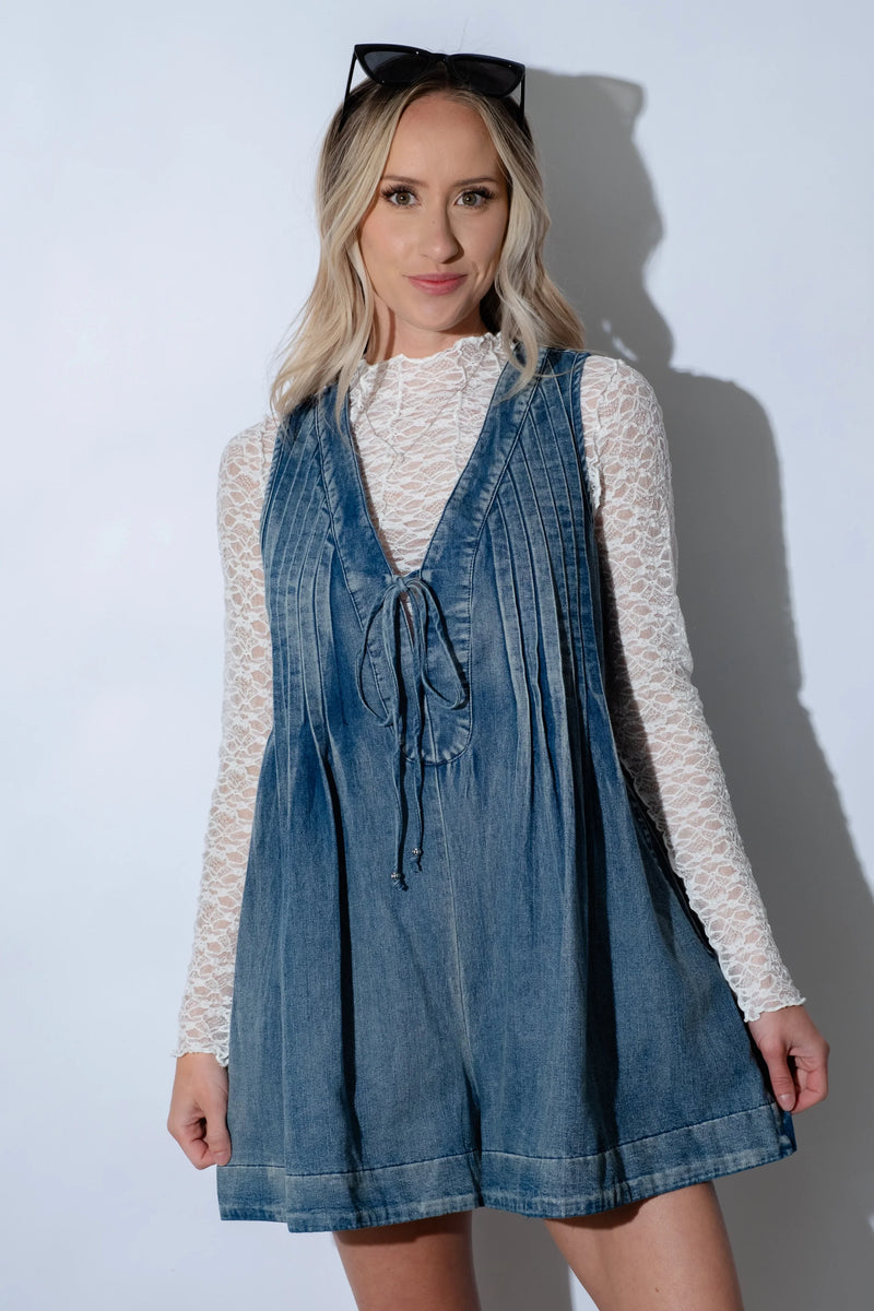 CHLOE  |  BARBOTEUSE EN DENIM AVEC NOEUD