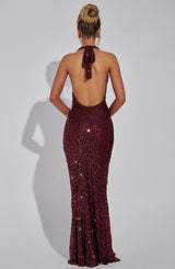 NINA | ROBE MAXI ÉTINCELANTE COL DRAPÉ