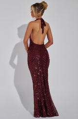 NINA | ROBE MAXI ÉTINCELANTE COL DRAPÉ