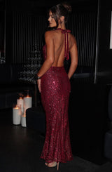NINA | ROBE MAXI ÉTINCELANTE COL DRAPÉ